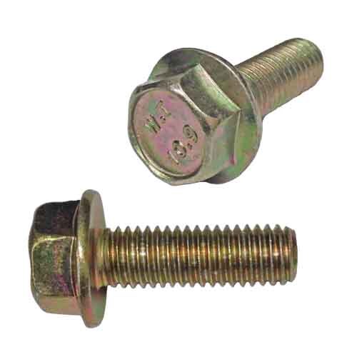 M16-2.0 X 50 mm Hex Flange Screw, DIN 6921, Class 10.9, Zinc Yellow