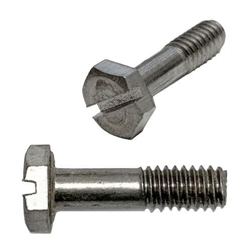 HMSS141S 1/4"-20 x 1" Hex Head, Slotted, Machine Screw, Coarse (1/2" of threads), 18-8 Stainless