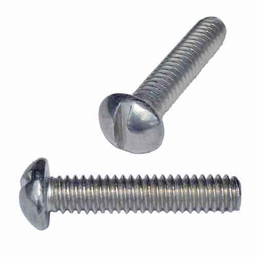RMSF0102S #10-32 X 2" Round Head, Slotted, Machine Screw, Fine, 18-8 Stainless