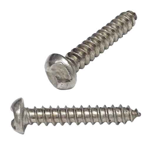 OWTS812S #8 X 1/2" Round Head, One-Way Slotted, Tapping Screw, Type A, 18-8 Stainless