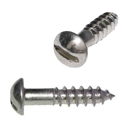RWS1058S #10 X 5/8" Round Head, Slotted, Wood Screw, 18-8 Stainless
