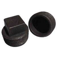 SQPP114H 1-1/4"-11-1/2 NPT Pipe Plug, Square Head, Malleable, (Hollow)