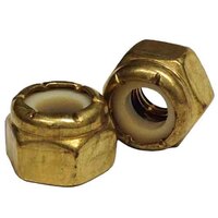 NEF14B 1/4"-28 Nylon Insert Locknut, (NE), Fine, Brass